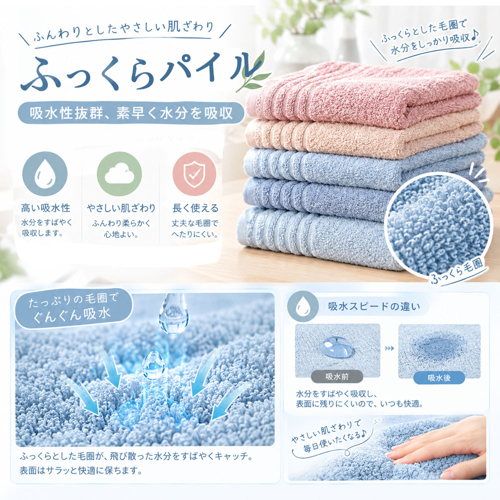 バスタオル 大判バスタオル 吸水タオル 吸水速乾タオル 綿混素材 約140×70cm 吸水 ふんわりパイル リブ織り 丈夫な縁取り 毛羽落ちしにくい 耐久性 繰り返し洗濯 洗濯機対応 お風呂上がり バスタイム 家庭用 毎日使い   YKOGH-06-A