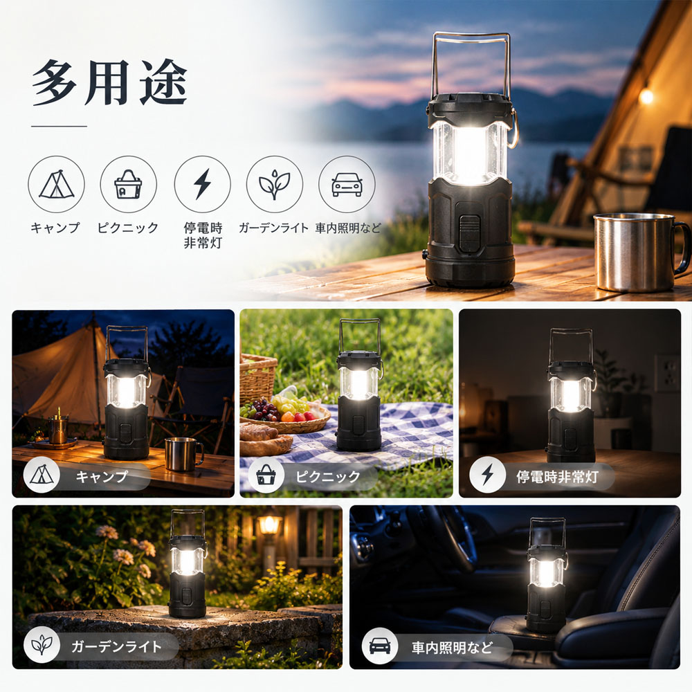 LEDランタン キャンプランタン 伸縮式ランタン 多機能 LEDライトコンパクト収納 ガーデンライト キャンプ アウトドア ピクニック テント内 停電時の非常灯 車内照明 防災 日常使い 停電対策   YKOGH-09-A
