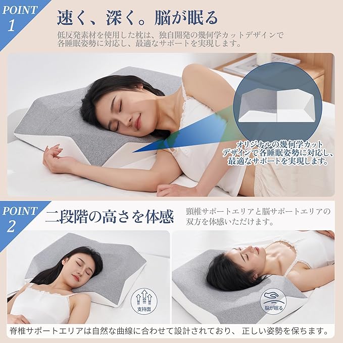 頚部サポート効果 首と肩の疲労を和らげ 睡眠の質を向上させる 枕 低反発 まくら 安眠枕 快眠枕 首が痛くならない 首肩フィット 頭をやさしく支える 仰向き 横向き カバー洗濯可 通気性 人間工学 肌触り良い 柔らかい 父の日 母の日 誕生日 敬老の日 プレゼントxu-a 