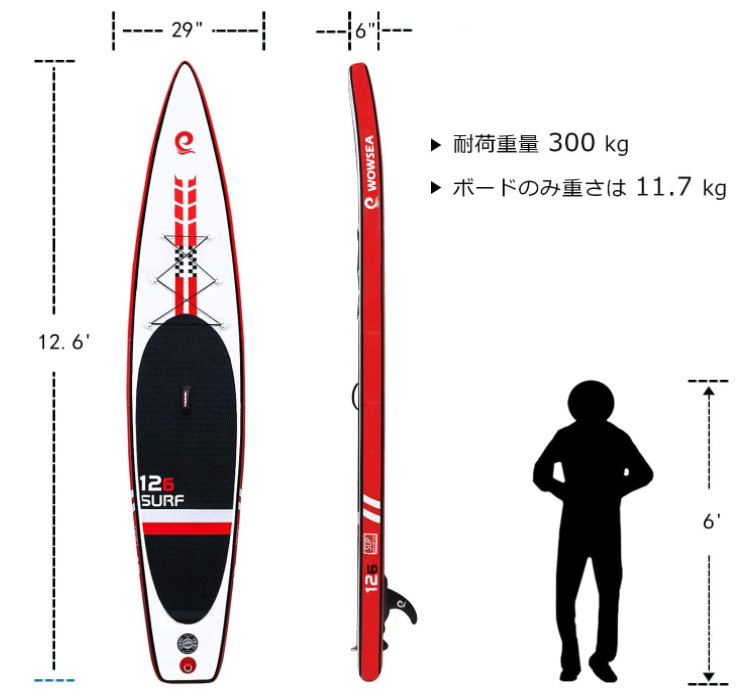 競技 インフレータブル スタンドアップパドルボード 12.6'(380cm)×29"(74cm)×6"(15cm) 安定性 競技用SUPボード ヨガ 釣り 海 夏