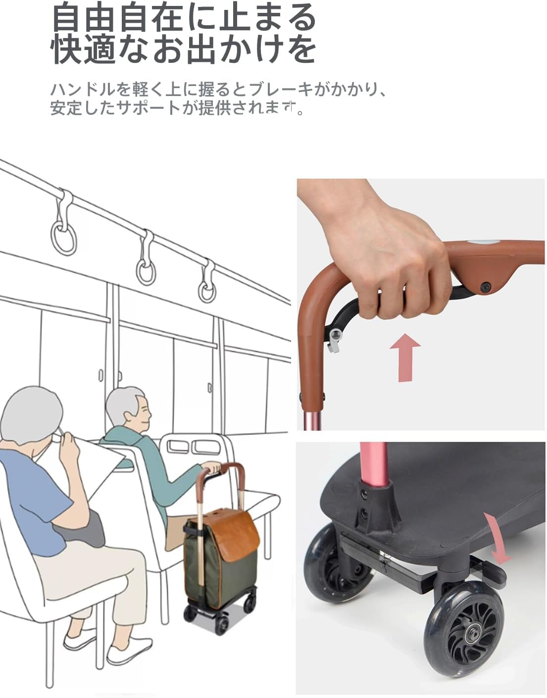 ショッピングキャリー ショッピングカート 横押し 4輪買い物カート 軽量カート コンパクト 静音タイヤ 大容量40L アルミ製 キャリーカート 組み立て不要 収納便利 4輪静音キャスター 横推しのみ 