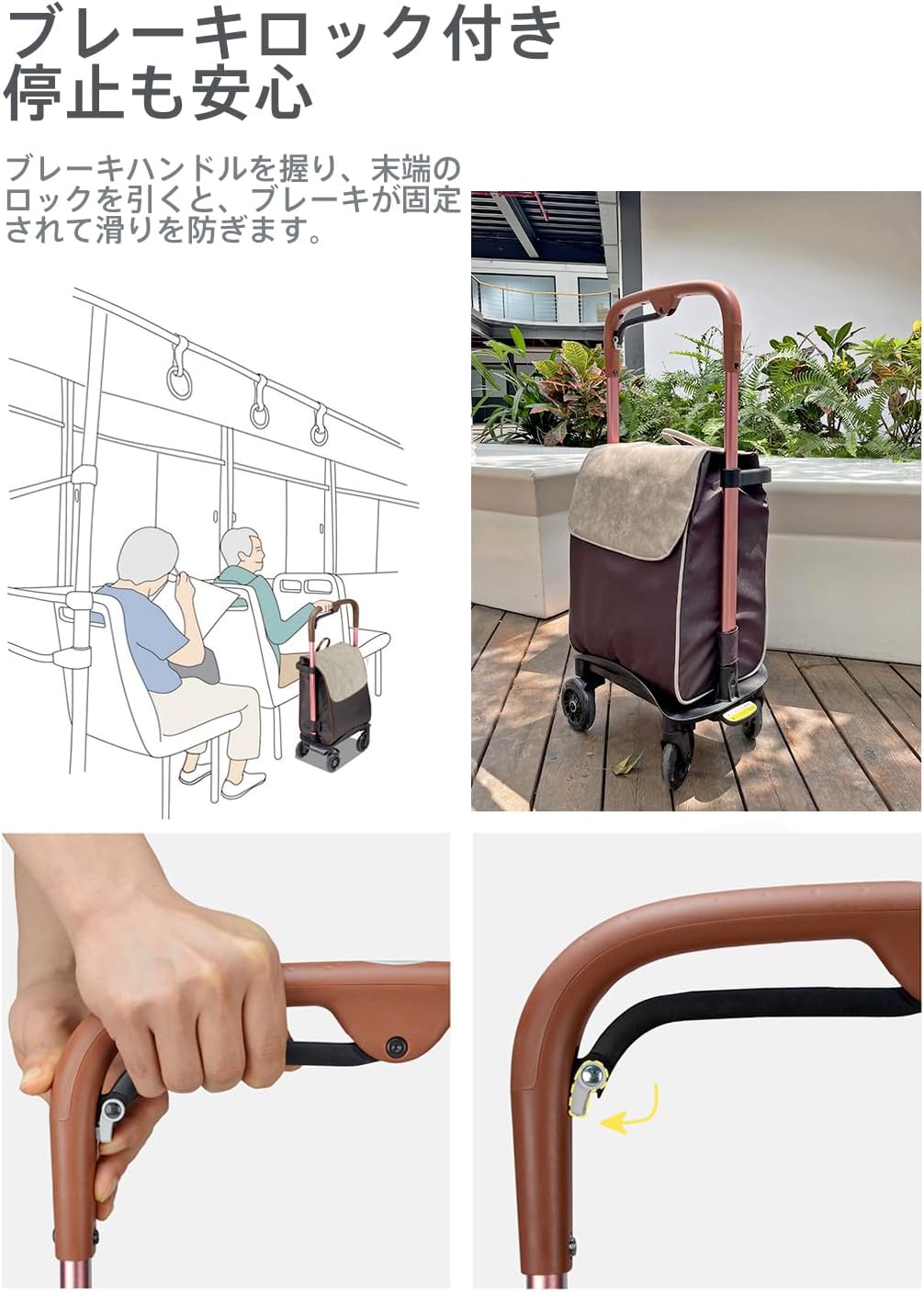 ショッピングキャリー ショッピングカート 横押し 4輪買い物カート 軽量カート コンパクト 静音タイヤ 大容量40L アルミ製 キャリーカート 組み立て不要 収納便利 4輪静音キャスター 横推しのみ 