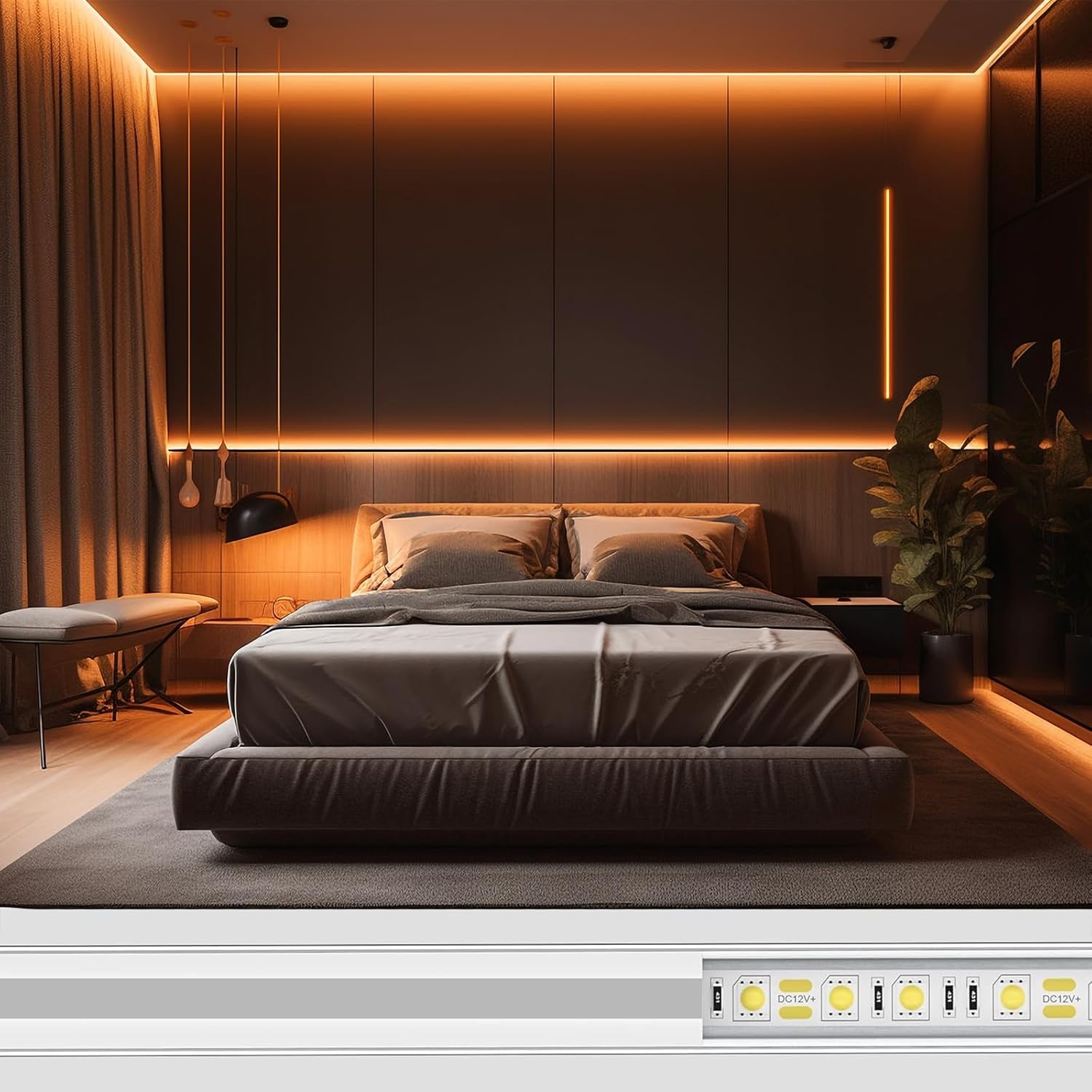 LEDストリップチャンネル U字型（3.3フィート 1メートル） ミルキーホワイトカバーレンズ付き ，コネクターと取り付けキット付き，簡単カットとインストールカーブレンズプロファイル