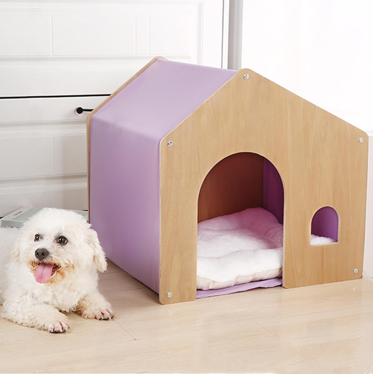 木製ペットハウス ペットハウス 犬の犬小屋 天然木 木製 オールシーズン対応 換気 通気性 クローズドデザイン 木製の犬小屋 快適な空間 あらゆる種類のペットに適しています