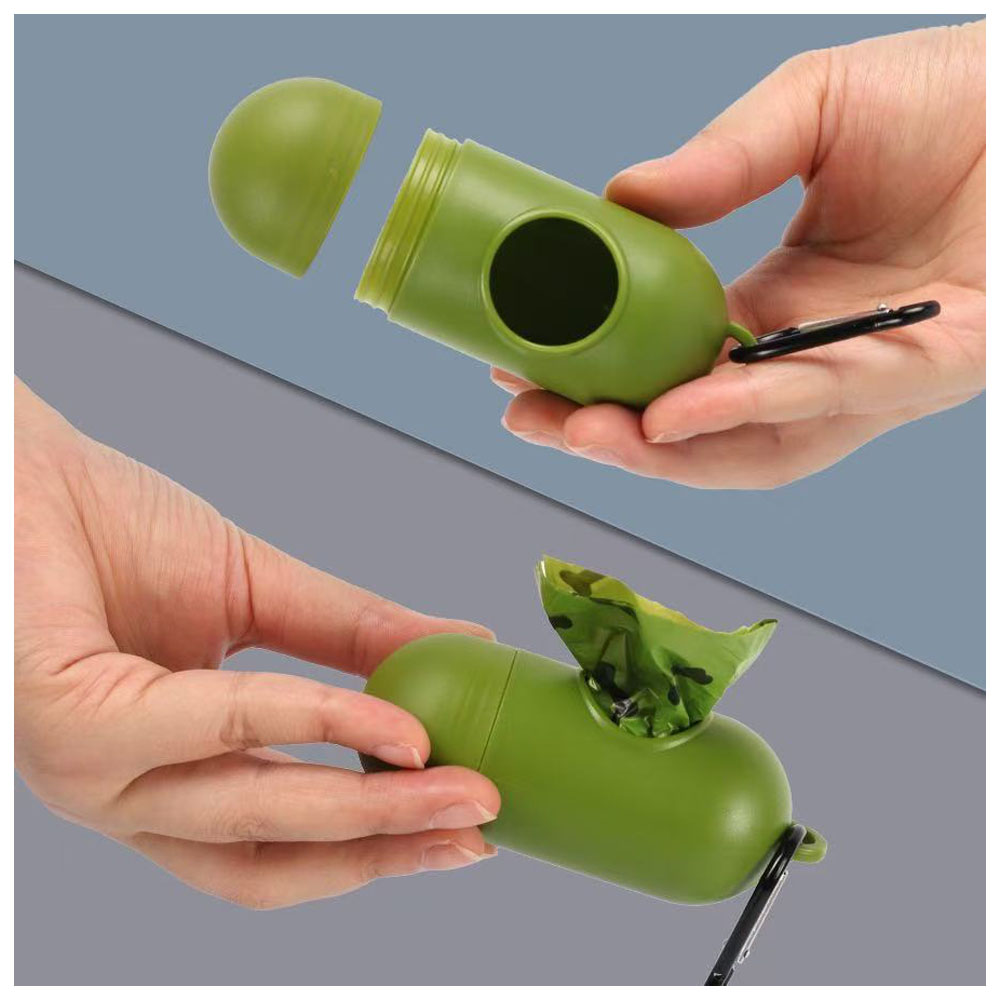 ペット用ウンチ処理袋  ペット用うんち袋 散歩用トイレ袋 取り出し容器&リシュクリップ付き 23×33cm 携帯しやすい 漏れ防止 臭わない メロンの香り  WBGHSQQ-03