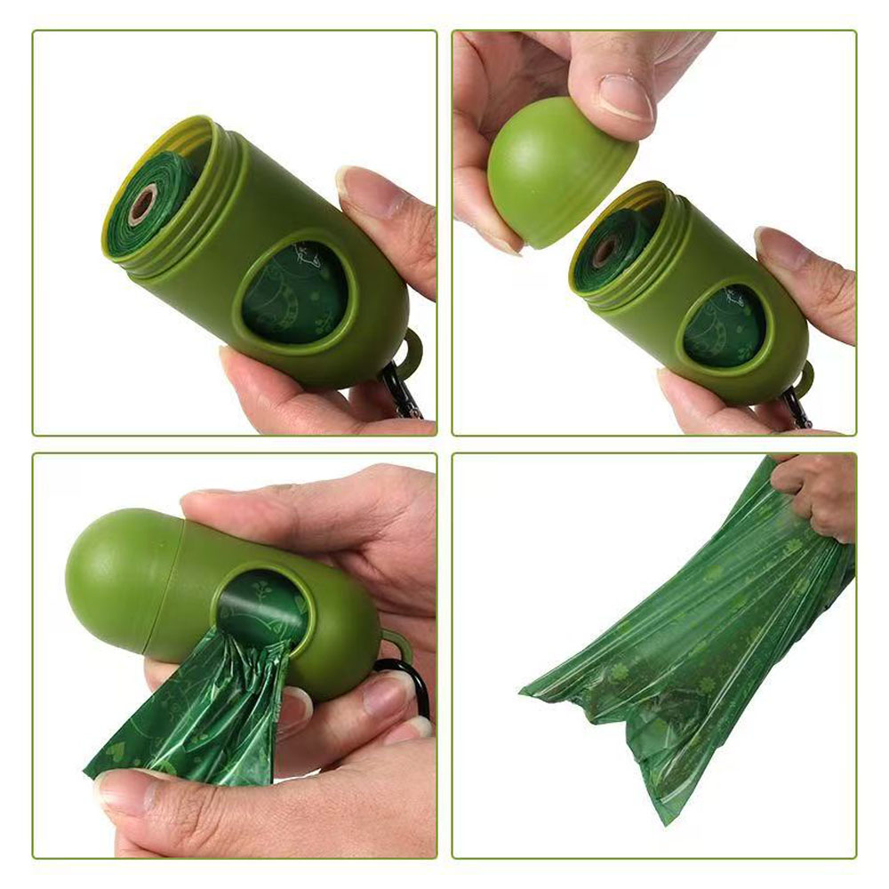 ペット用ウンチ処理袋  ペット用うんち袋 散歩用トイレ袋 取り出し容器&リシュクリップ付き 23×33cm 携帯しやすい 漏れ防止 臭わない メロンの香り  WBGHSQQ-03