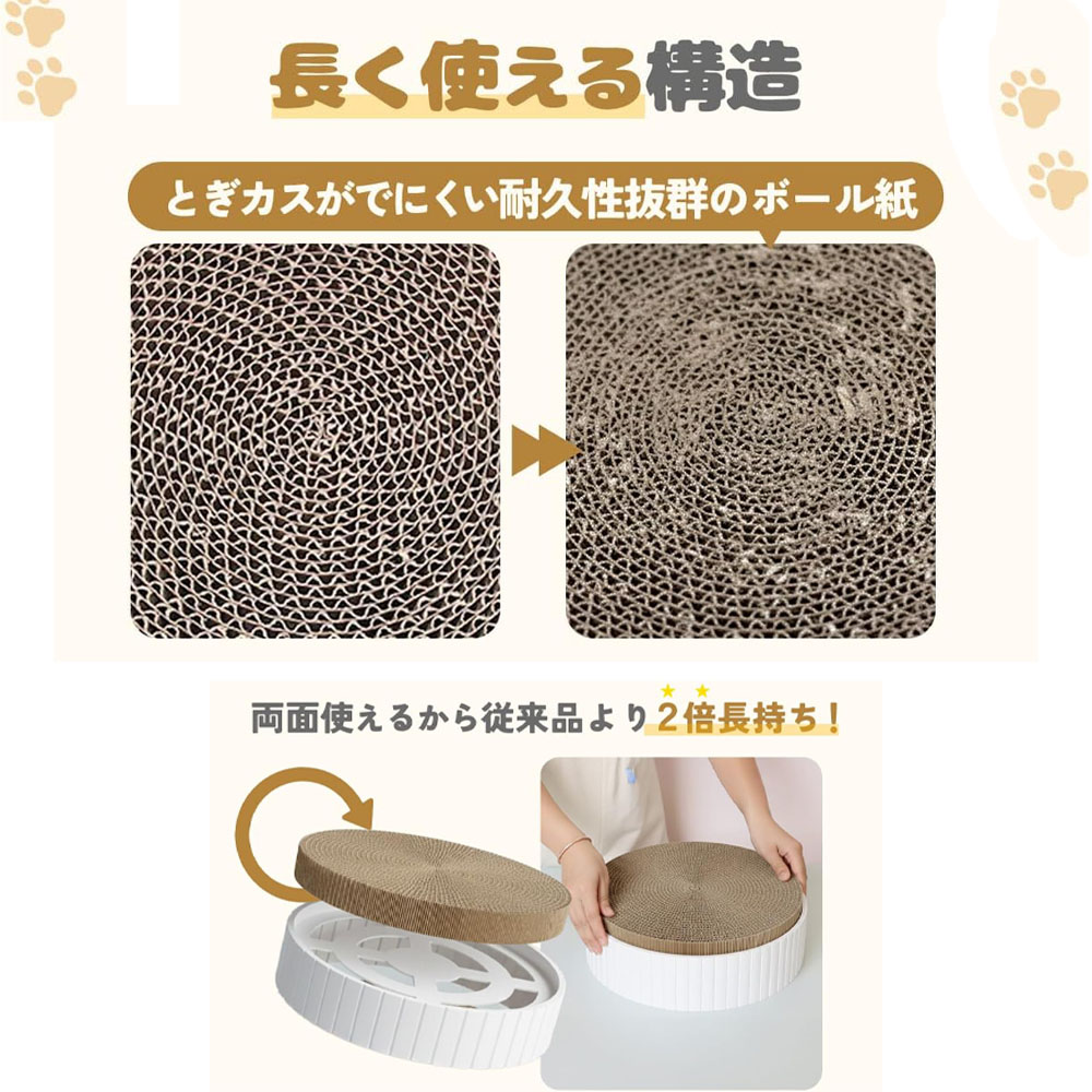 猫爪研ぎ 猫爪とぎ 猫つめとぎ ダンボール 丸形 本体水洗い可 両面使用可能 猫おもちゃ 猫ベッド 猫用品 ネコ   WBGHSQQ-01