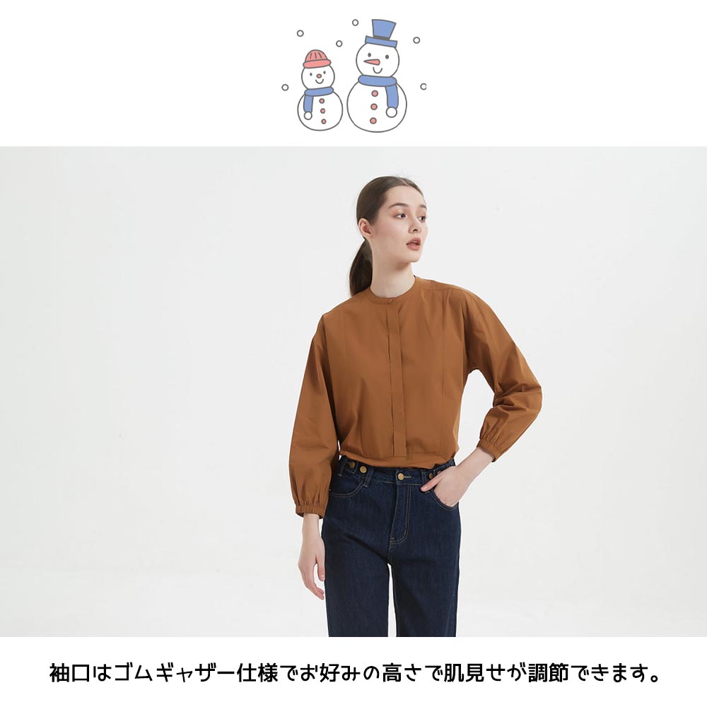 纯棉100%纽扣隐藏飞行口袋长袖衬衫 blouse KNNC306